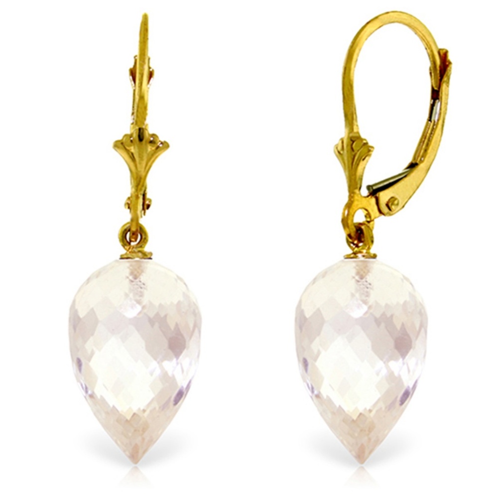 GOLD POINTY BRIOLETTE DROP WHITE TOPAZ EARRINGS - Picture 1 of 5